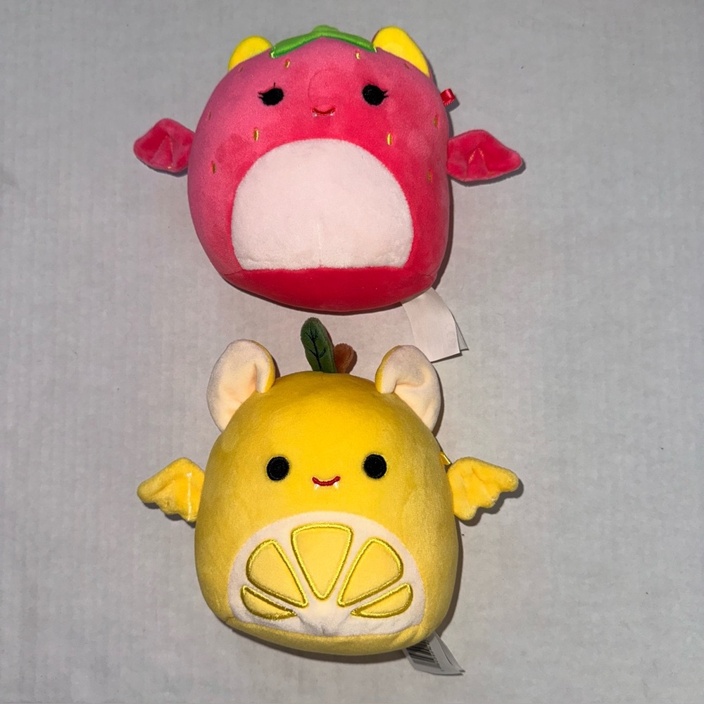 Squishmallows Fruit Bat, Gwendolyn Strawberry and Yalitza Lemon Set 5 Inch